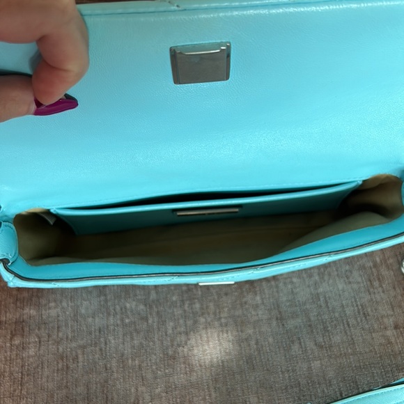 TORY BURCH Kira Small Chevron Shoulder Bag - Light Blue - Picture 8 of 9